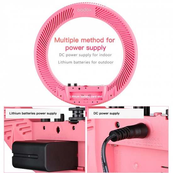 Godox LR160 Pink Led Ring Light with Make Up Mirror Bi-color 3300-8000K 18W Video Selfie Makeup Fill Lighting Live Shooting Godox LR160 Pink Led Ring Light with Make Up Mirror Bi-color 3300-8000K 18W Video Selfie Makeup Fill Lighting Live Shooting