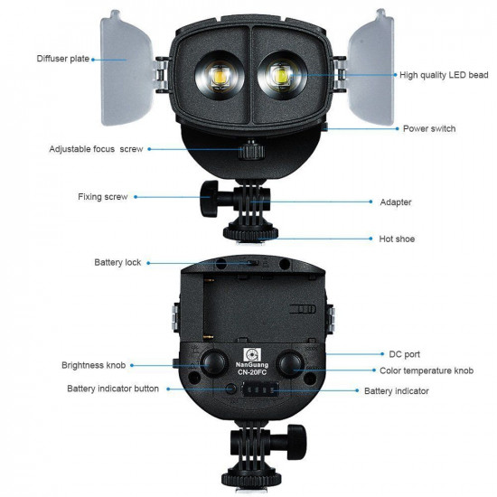 NanGuang CN-20FC LED Photography Light Spotlight Focus LED Video Light for Canon Nikon DSLR / Sony Mirrorless series /Camcorder NanGuang CN-20FC LED Photography Light Spotlight Focus LED Video Light for Canon Nikon DSLR / Sony Mirrorless series /Camcorder