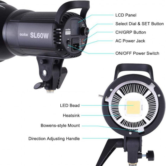 Godox SL-60W LED Video Light 5600K White Version Godox SL-60W LED Video Light 5600K White Version