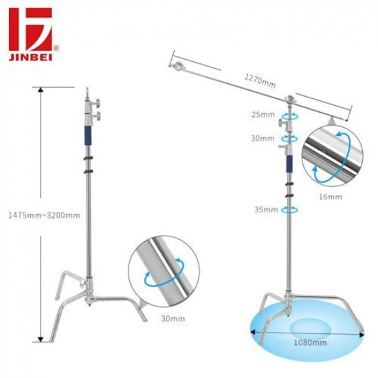 Jinbei CK-1 Heavy Duty Stainless Steel Boom C-Stand