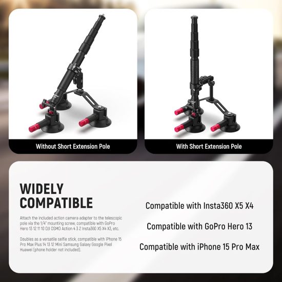 NEEWER CA065 Triple Suction Cup Camera Car Mount