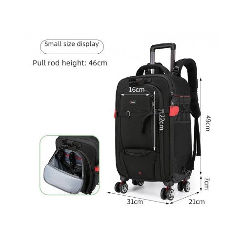 Camera Trolley Backpack with Wheels Professional DSLR Travel Bag (45L)