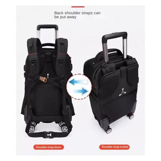 Camera Trolley Backpack with Wheels Professional DSLR Travel Bag (45L)