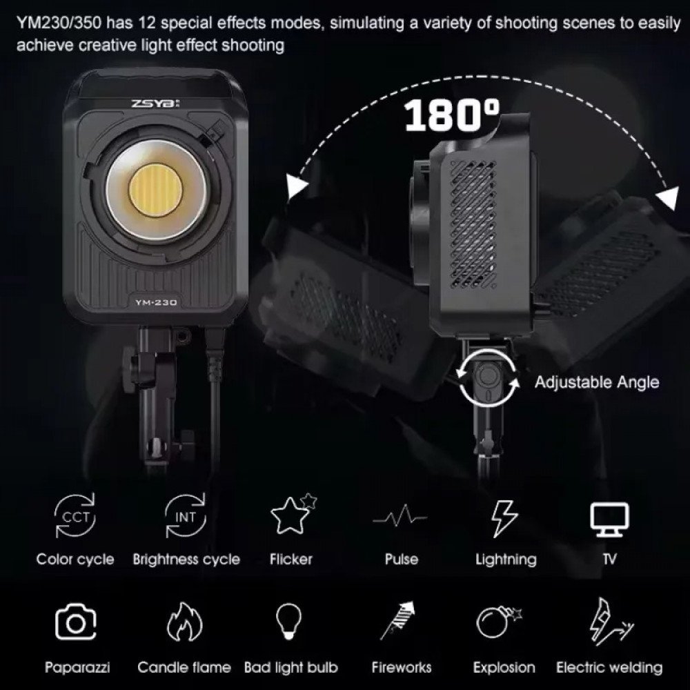 ZSYB HeadLight YM350 – Professional 300W Bi-Color LED Video Lighting (2700K–6500K) ZSYB HeadLight YM350 – Professional 300W Bi-Color LED Video Lighting (2700K–6500K)