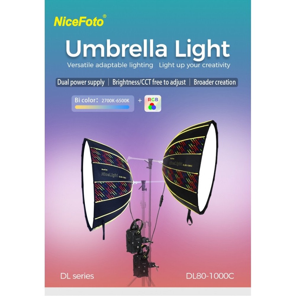 NiceFoto DL80-1000C 100W RGB Umbrella Light(With Grid) NiceFoto DL80-1000C 100W RGB Umbrella Light(With Grid)