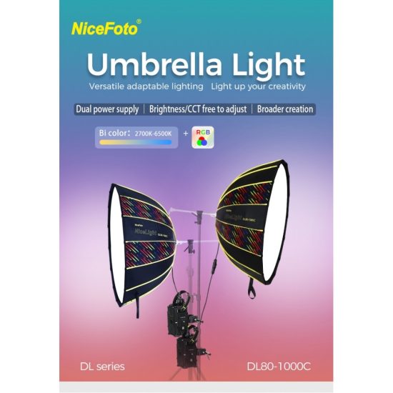 NiceFoto DL80-1000C 100W RGB Umbrella Light(With Grid)