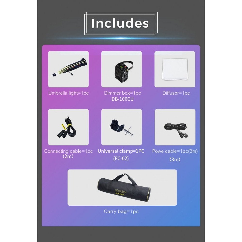 NiceFoto DL80-1000C 100W RGB Umbrella Light(With Grid) NiceFoto DL80-1000C 100W RGB Umbrella Light(With Grid)