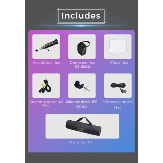 NiceFoto DL80-1000C 100W RGB Umbrella Light(With Grid)