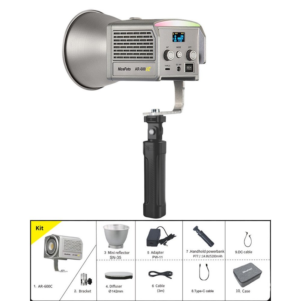 NiceFoto AR-600C RGB Mini Portable LED Video Light Kit