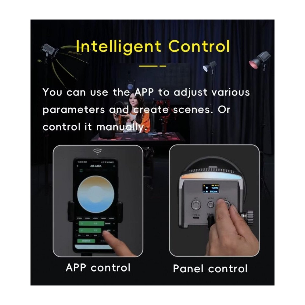 NiceFoto AR-600C RGB Mini Portable LED Video Light Kit