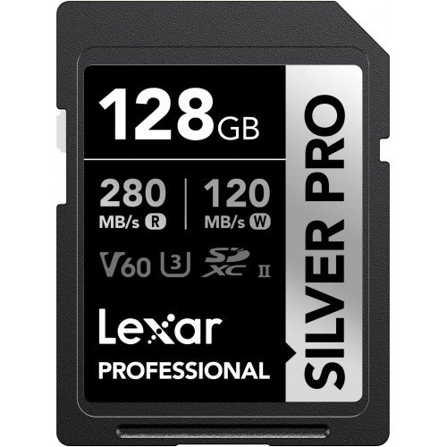Lexar 128GB Professional Silver Pro SDXC UHS-II Memory Card