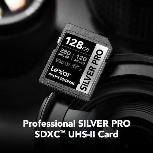 Lexar 128GB Professional Silver Pro SDXC UHS-II Memory Card