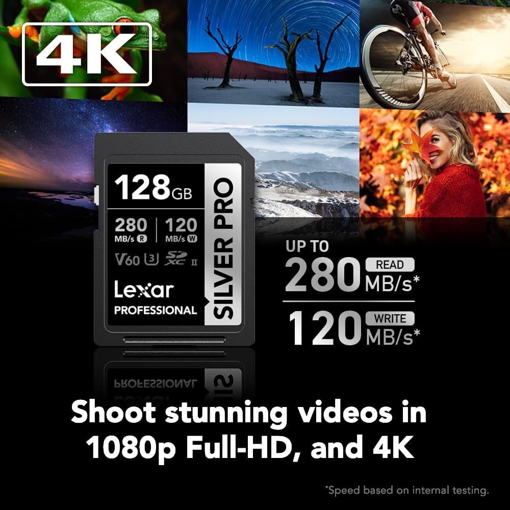 Lexar 128GB Professional Silver Pro SDXC UHS-II Memory Card