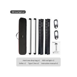 VILTROX K60 2 Kits 20W RGB Tube Light with Grid and Carry Bag