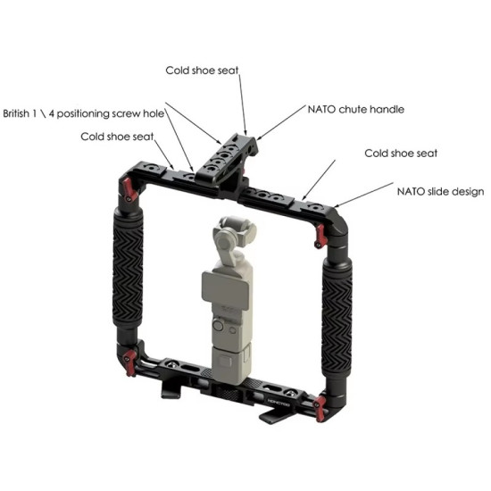 DH01 Dual Handheld Ring Grip Bracket for DJI Pocket 3 Instan360 X3/X4/5 Action Camera