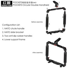 DH01 Dual Handheld Ring Grip Bracket for DJI Pocket 3 Instan360 X3/X4/5 Action Camera