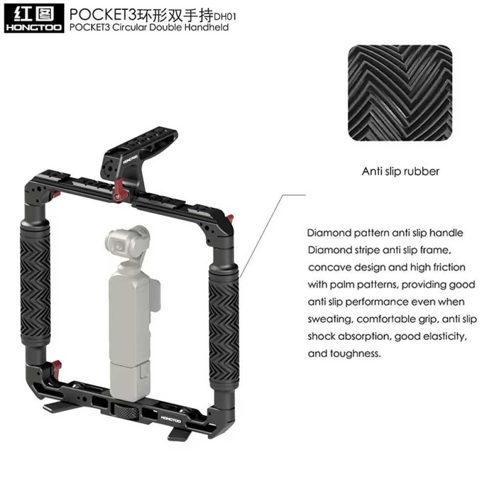 DH01 Dual Handheld Ring Grip Bracket for DJI Pocket 3 Instan360 X3/X4/5 Action Camera