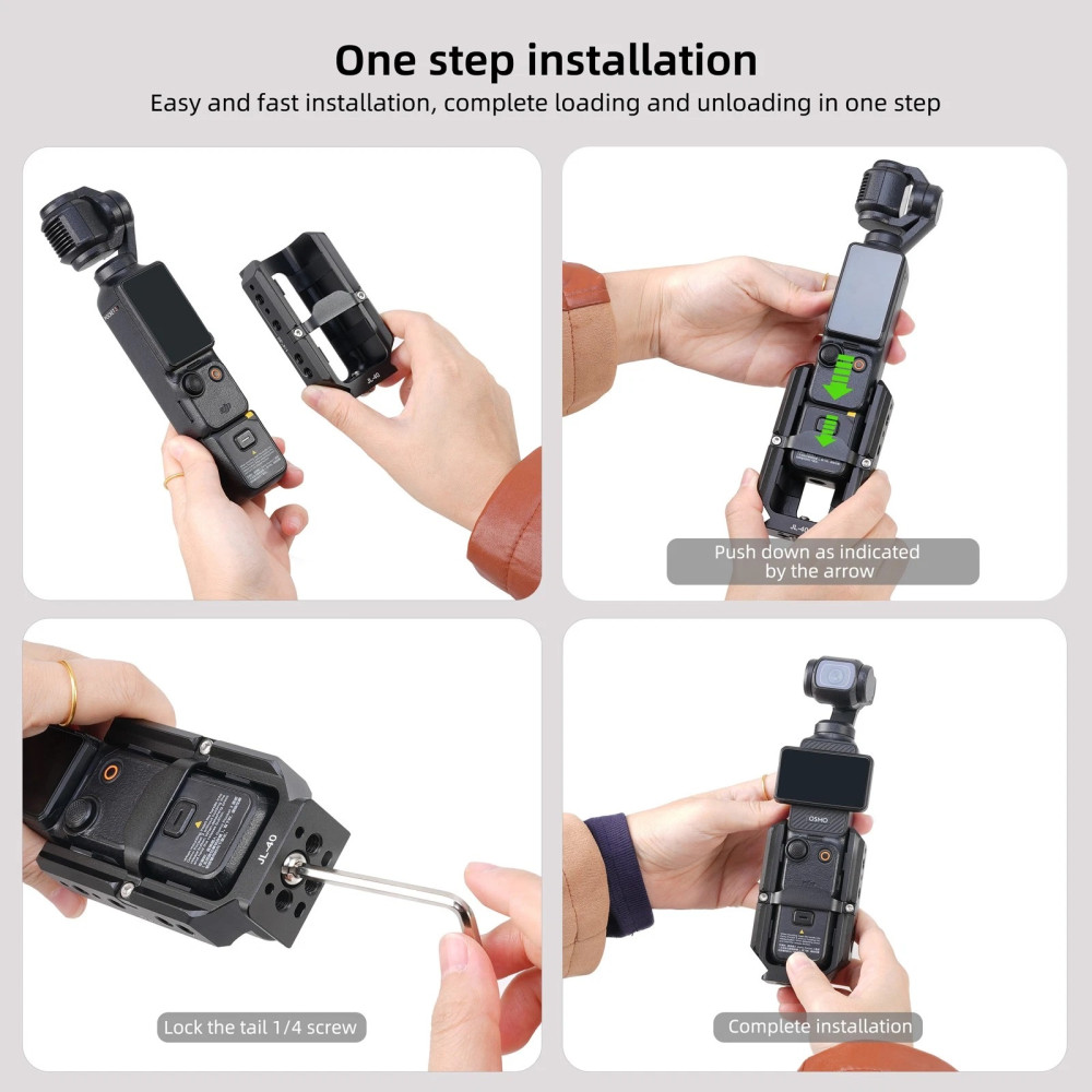 Camera Video Cage & Dual NATO Side Handle Kit for DJI Osmo Pocket 3 Vlogging