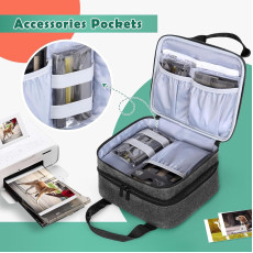 Photo Printer Bag Suitable for SELPHY CP1500 CP1300 CP1200 Polyester Photo Printer Bag with Accessory Compartments