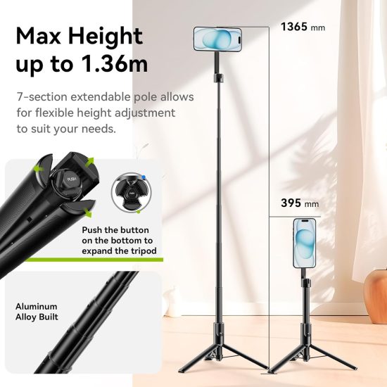 Ulanzi MG-002 1.6M Magnetic Phone Selfie Stick Tripod Max