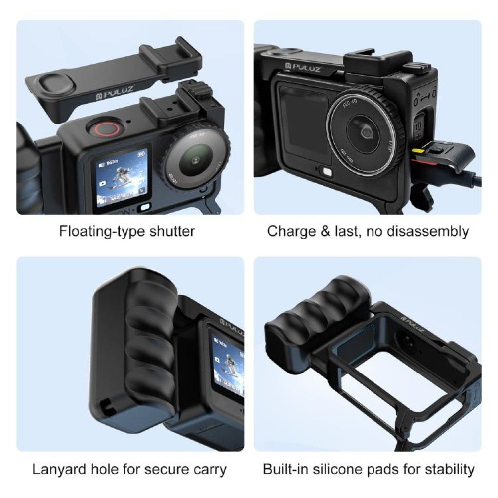 For DJI Osmo Action 6 PULUZ Street Photography Handle ABS Plastic Hand Grip with Cold Shoe