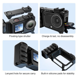 For DJI Osmo Action 6 PULUZ Street Photography Handle ABS Plastic Hand Grip with Cold Shoe