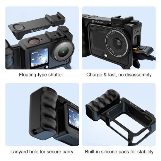 For DJI Osmo Action 6 PULUZ Street Photography Handle ABS Plastic Hand Grip with Cold Shoe For DJI Osmo Action 6 PULUZ Street Photography Handle ABS Plastic Hand Grip with Cold Shoe