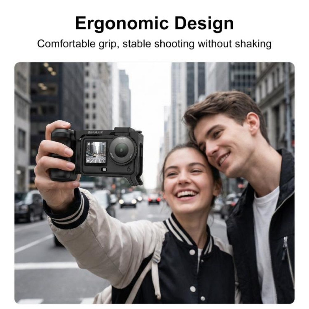 For DJI Osmo Action 6 PULUZ Street Photography Handle ABS Plastic Hand Grip with Cold Shoe