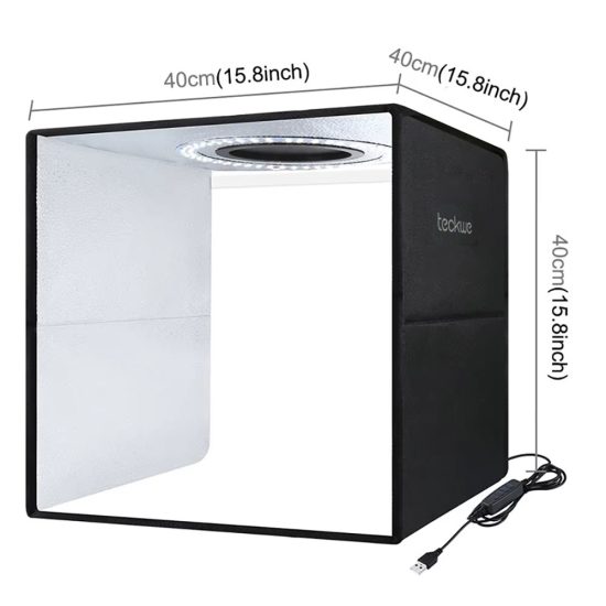 teckwe 40cm Folding Portable Ring Light USB Photo Lighting Studio Shooting Tent Box with 6 x Dual-side Color Backdrops