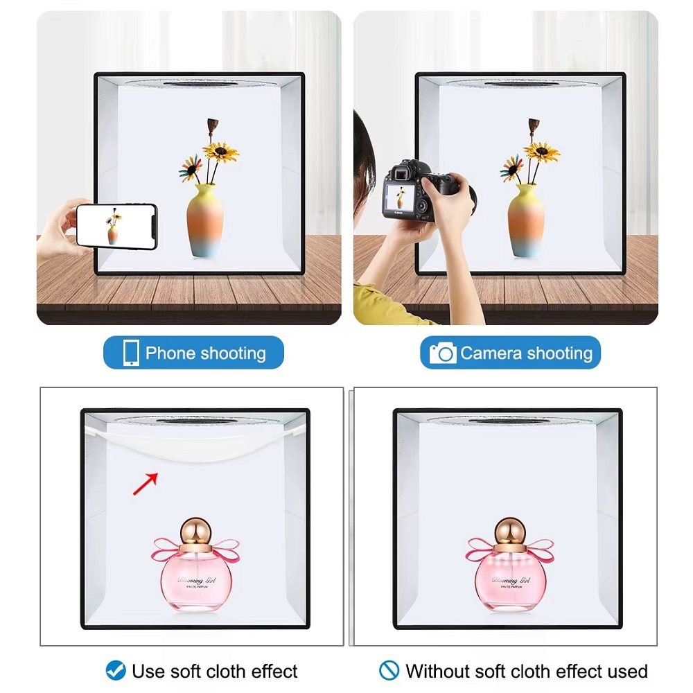 teckwe 40cm Folding Portable Ring Light USB Photo Lighting Studio Shooting Tent Box with 6 x Dual-side Color Backdrops