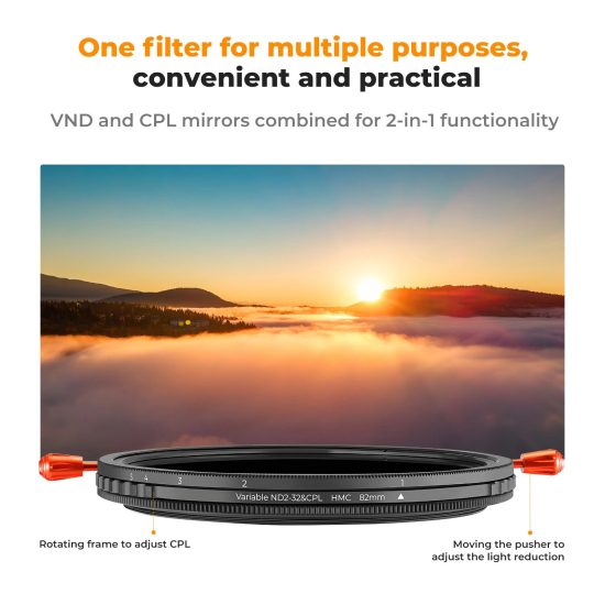 K&F Concept Nano-C Variable ND2-32&CPL HMC Filter 82mm