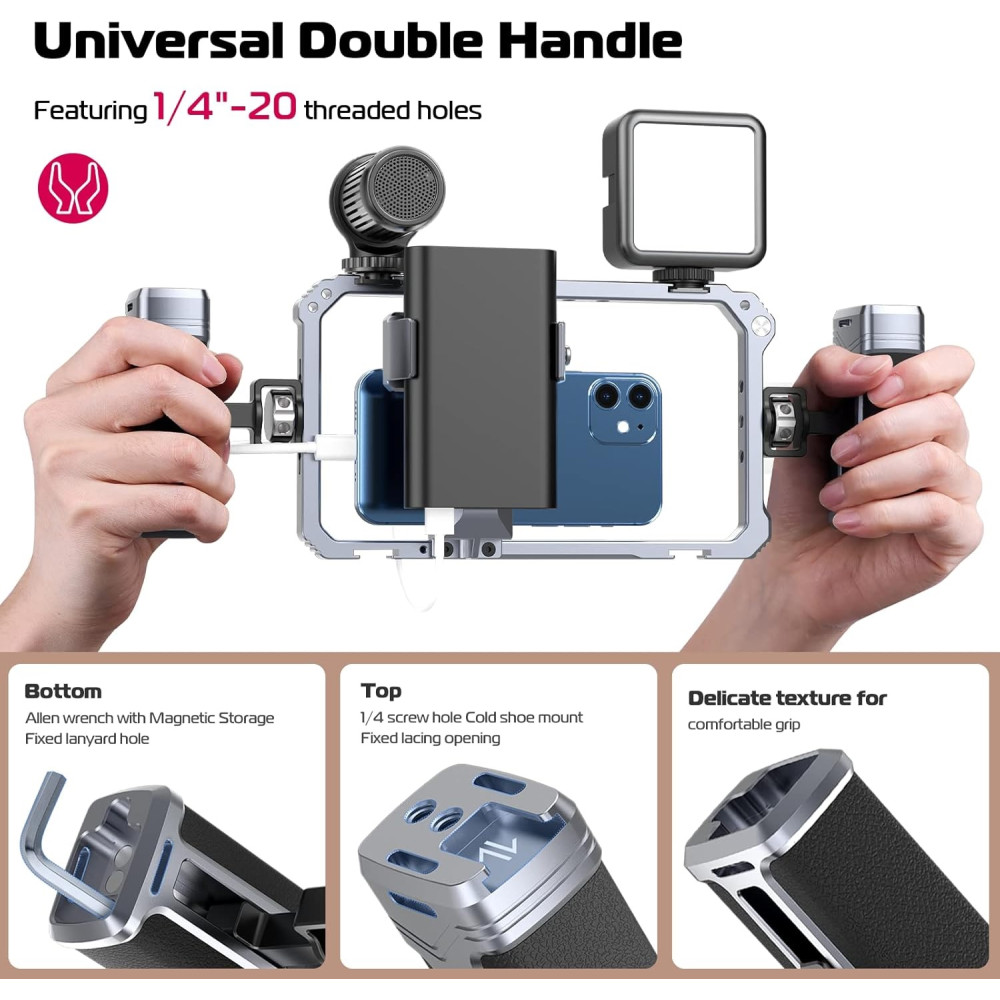 Ulanzi Universal Metal Cage Video Rig with HANDLES for Smartphones