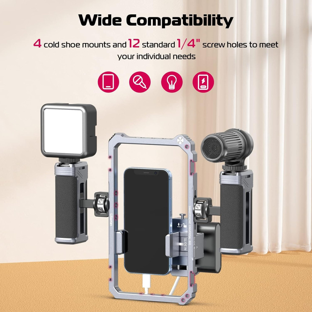 Ulanzi Universal Metal Cage Video Rig with HANDLES for Smartphones
