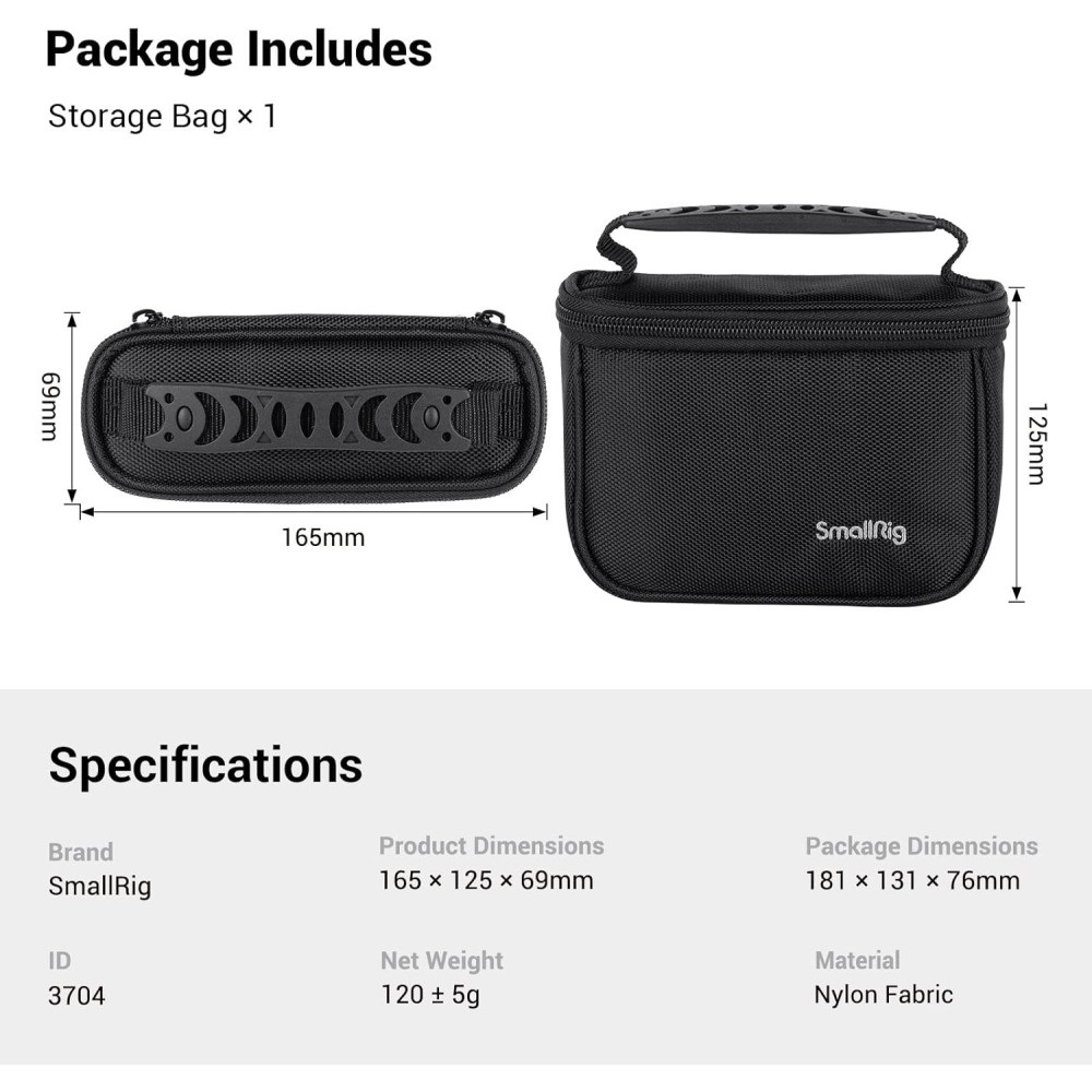 SmallRig Mini Camera Storage Bag Protective Carrying Case for Action Camera/Follow Focus/LED Light/Microphone