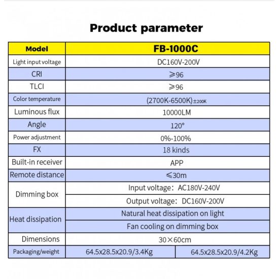 NiceFoto FB-1000C 100W RGBW Folding Fabric LED Light