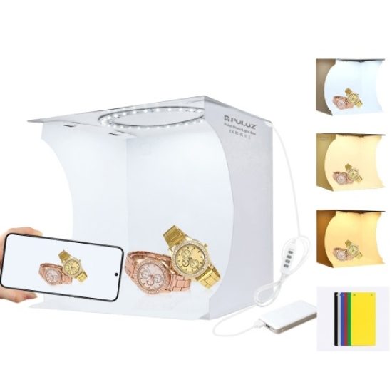 PULUZ 23cm Ring LED Panel Folding Portable Light Photo Lighting Studio Shooting Tent Box Kit with 6 Colors Backdrops PULUZ 23cm Ring LED Panel Folding Portable Light Photo Lighting Studio Shooting Tent Box Kit with 6 Colors Backdrops
