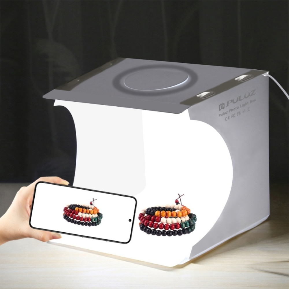 PULUZ 23cm Ring LED Panel Folding Portable Light Photo Lighting Studio Shooting Tent Box Kit with 6 Colors Backdrops