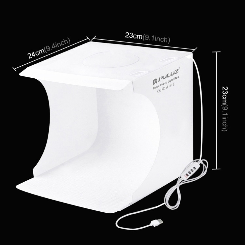 PULUZ 23cm Ring LED Panel Folding Portable Light Photo Lighting Studio Shooting Tent Box Kit with 6 Colors Backdrops