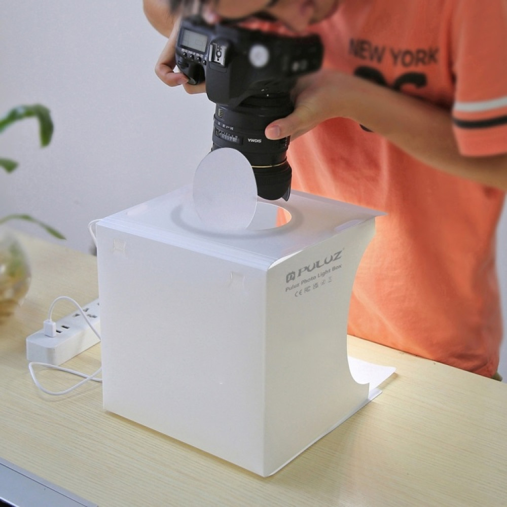 PULUZ 23cm Ring LED Panel Folding Portable Light Photo Lighting Studio Shooting Tent Box Kit with 6 Colors Backdrops