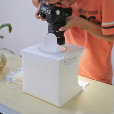 PULUZ 23cm Ring LED Panel Folding Portable Light Photo Lighting Studio Shooting Tent Box Kit with 6 Colors Backdrops