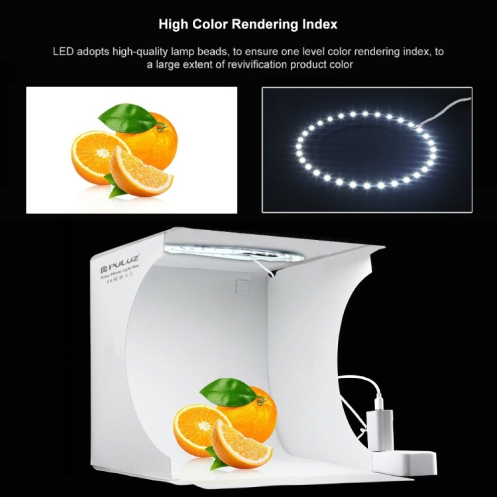 PULUZ 23cm Ring LED Panel Folding Portable Light Photo Lighting Studio Shooting Tent Box Kit with 6 Colors Backdrops