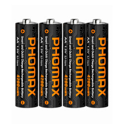 PHOMAX AA 4200mWh Rechargeable Lithium‑ion Battery