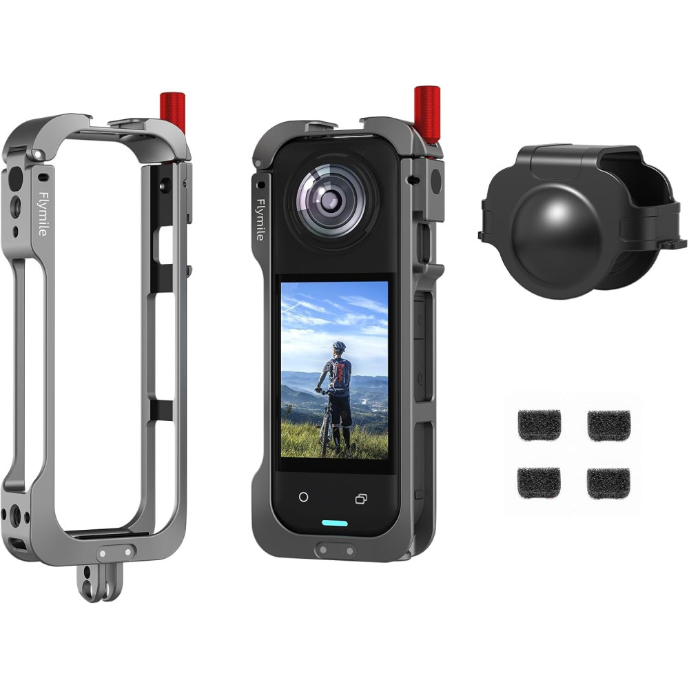 Flymily Metal Cage Rig Housing Frame with Lens Cover for Insta360 X5