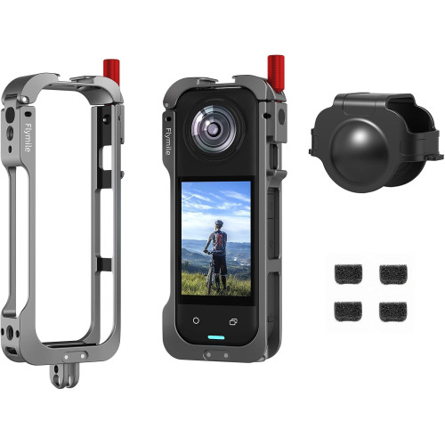 Flymily Metal Cage Rig Housing Frame with Lens Cover for Insta360 X5