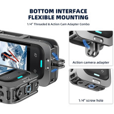 Flymily Metal Cage Rig Housing Frame with Lens Cover for Insta360 X5