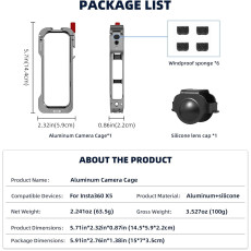 Flymily Metal Cage Rig Housing Frame with Lens Cover for Insta360 X5