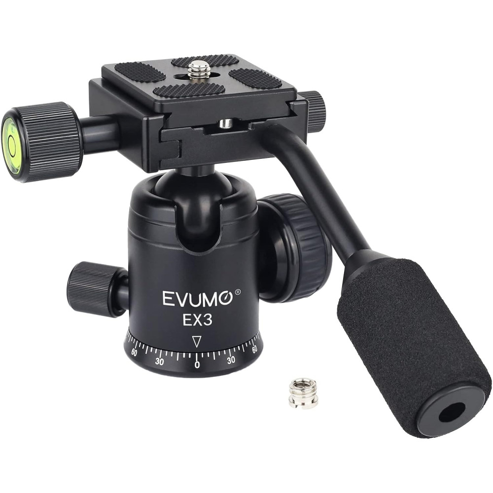 EVUMO Mini 28mm Ball Head Tripod Head with Handle