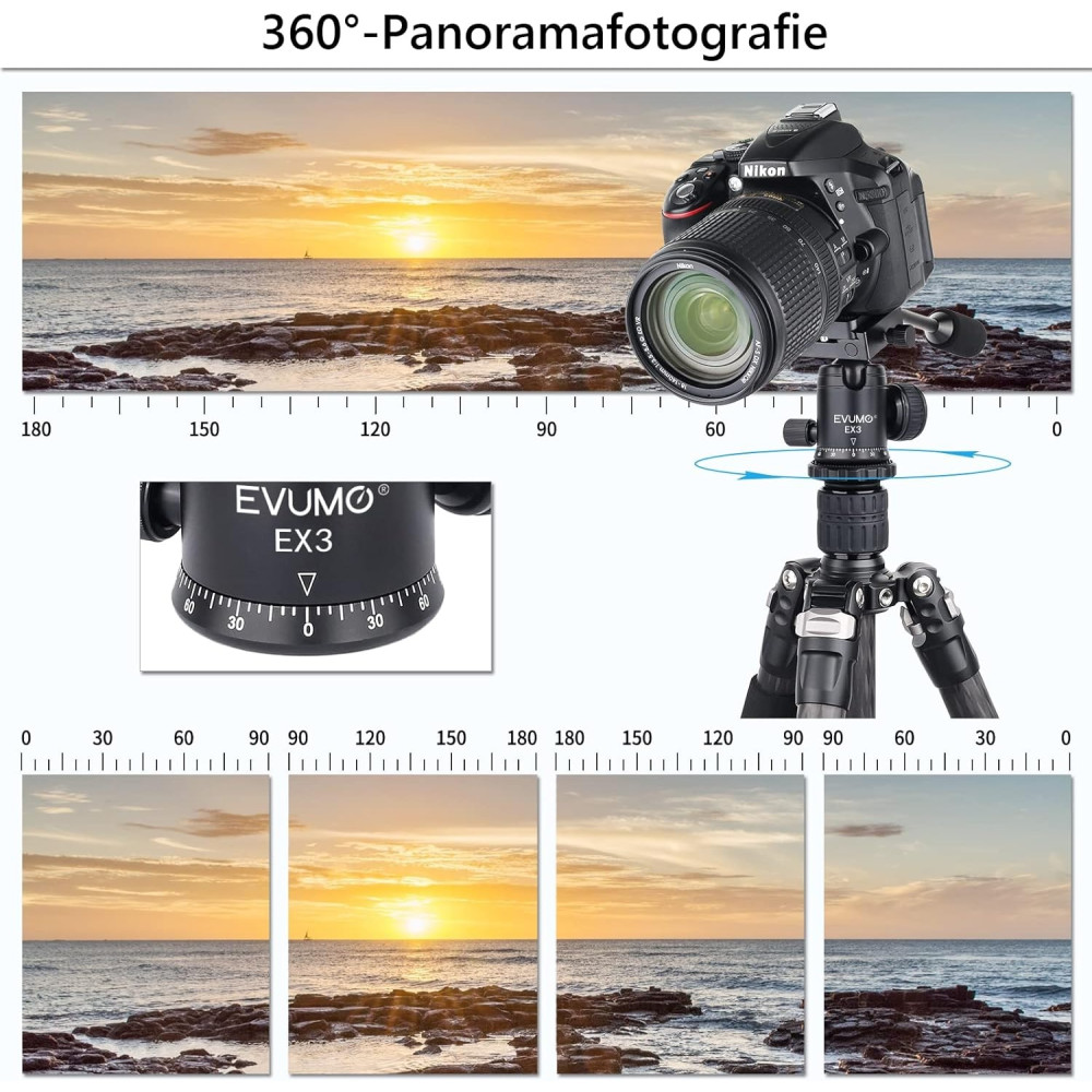 EVUMO Mini 28mm Ball Head Tripod Head with Handle