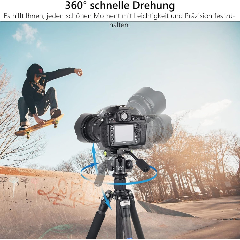 EVUMO Mini 28mm Ball Head Tripod Head with Handle