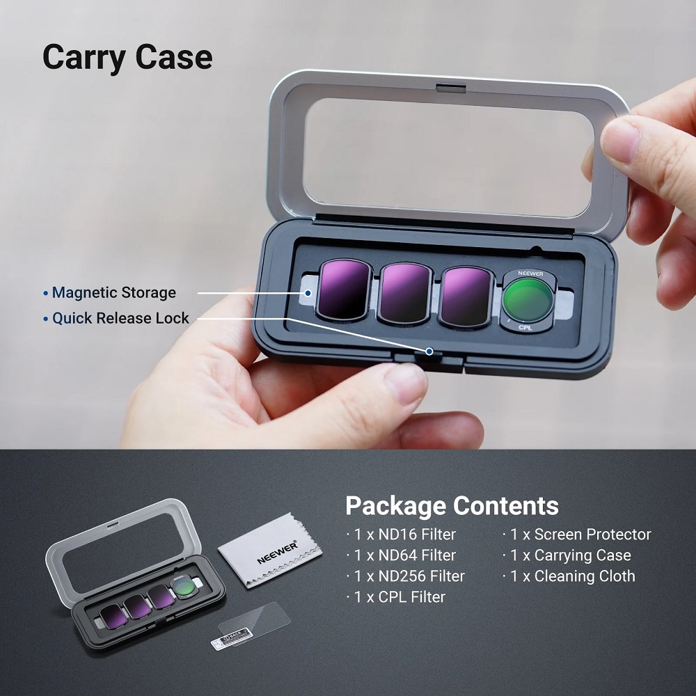 NEEWER ND16 ND64 ND256 CPL Variable ND Filter & Screen Protector Compatible with DJI Osmo Pocket 3/4
